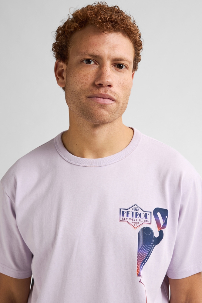 T SHIRT MET PRINT M 1050 TSR648 4111 LILAC GREY